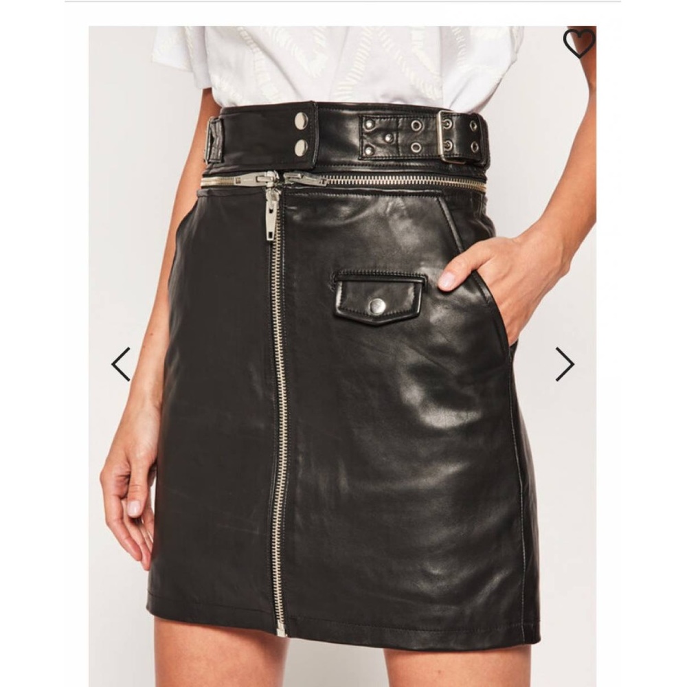 Real leather mini skirt